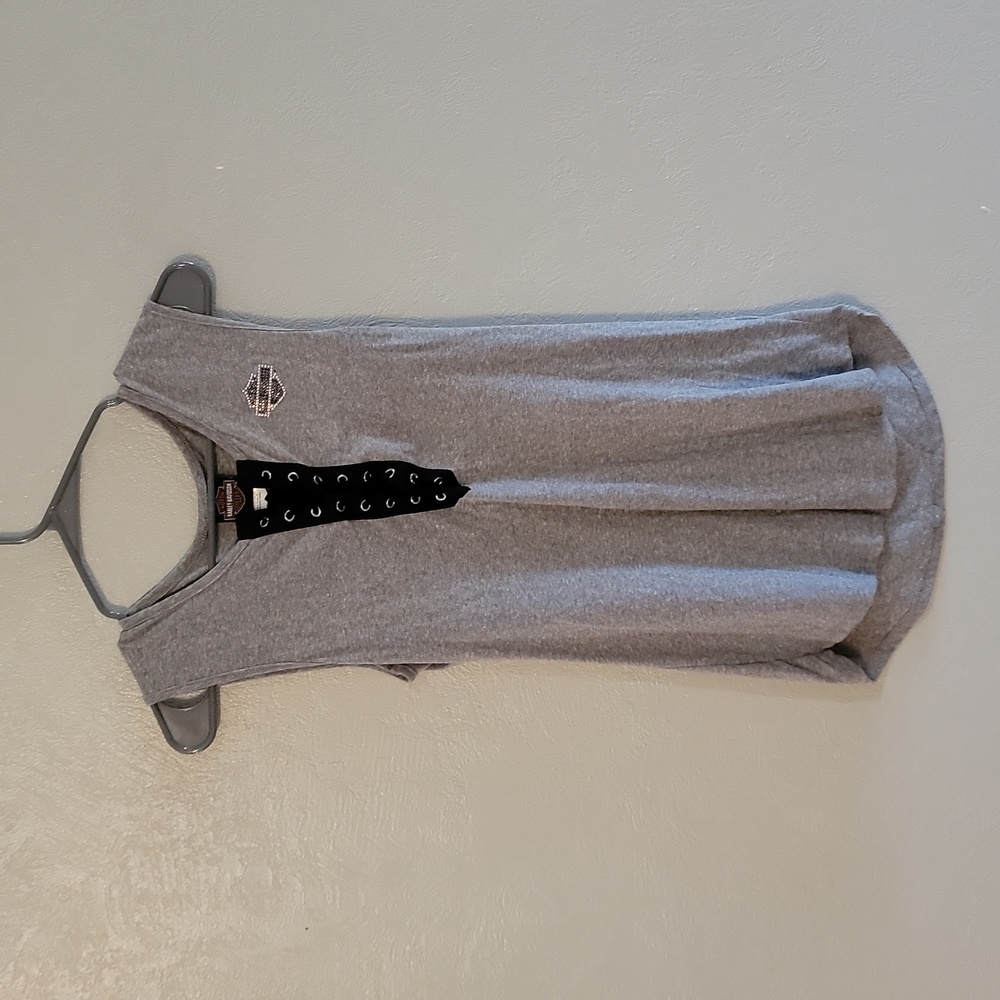 GREY, SMALL HARLEY-DAVIDSON TANK TOP JEWELED, SOFT